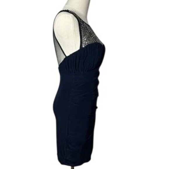 Stunning Black Mesh Sheer Prom Cocktail Dress Womens S Sequin Formal 90s Y2K - Picture 15 of 16